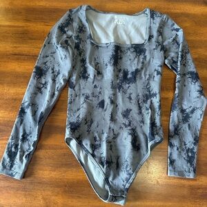 Gray and Black Tie-Dye Bodysuit